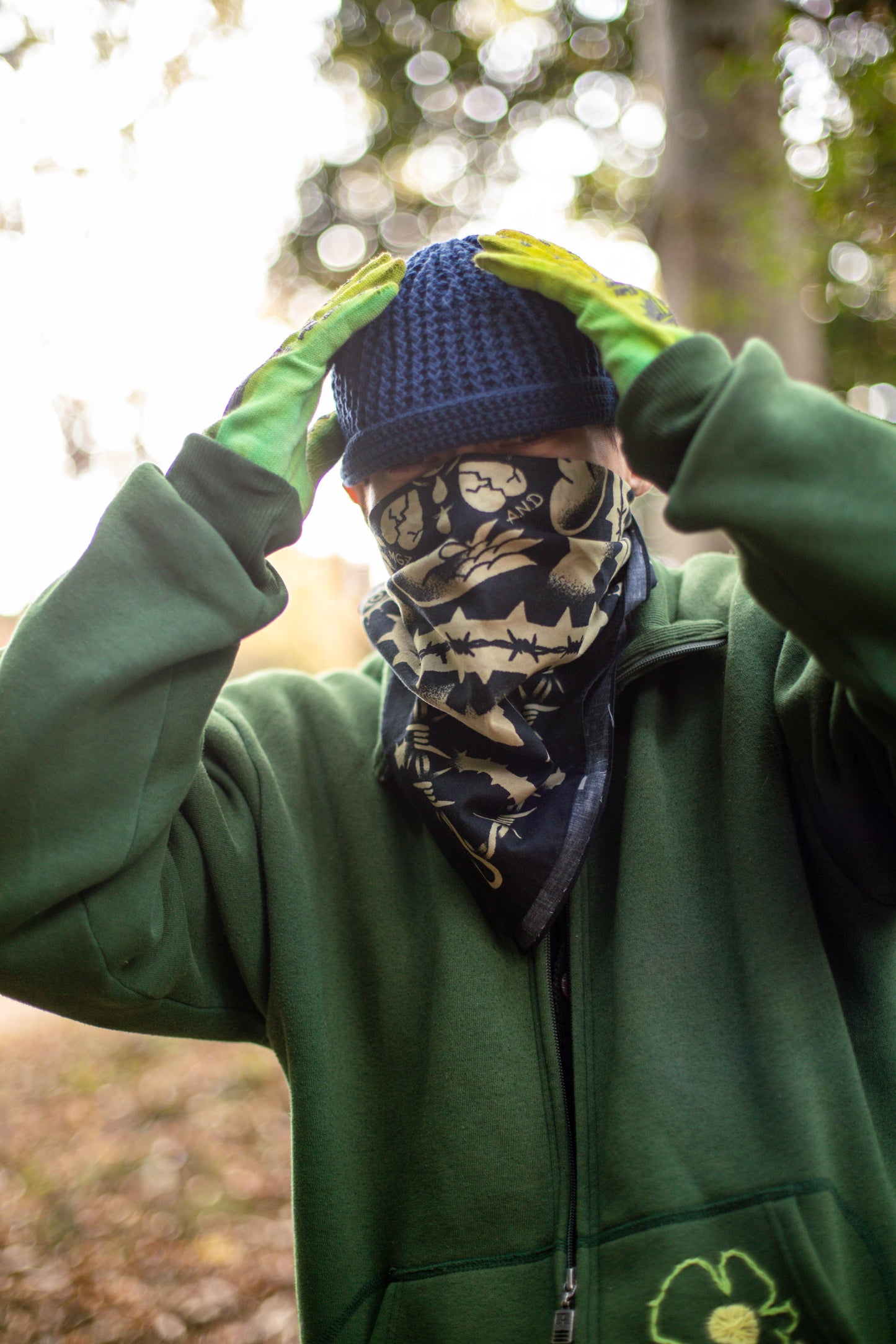 THORNS BANDANA-棘-【黒×アイボリー】