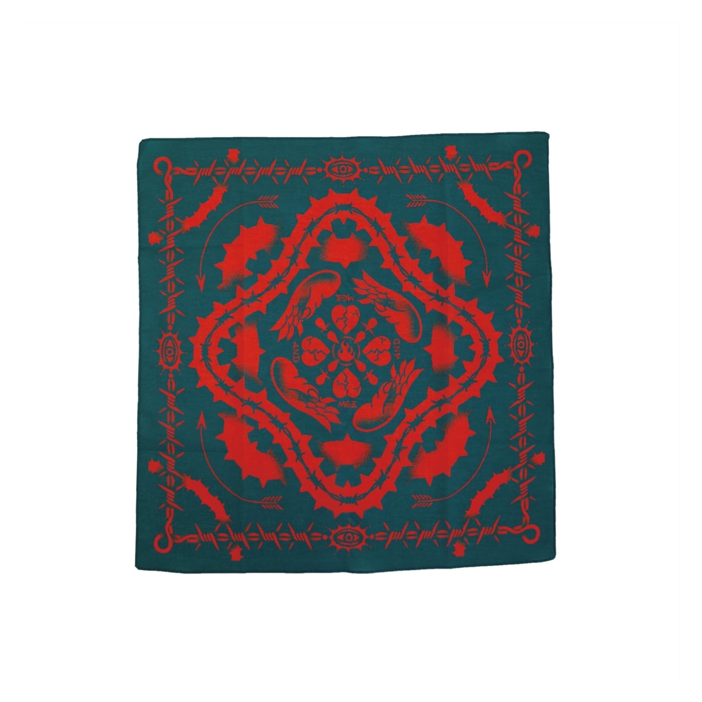 THORNS BANDANA-棘-【ダークグリーン×ワイルドオレンジ】